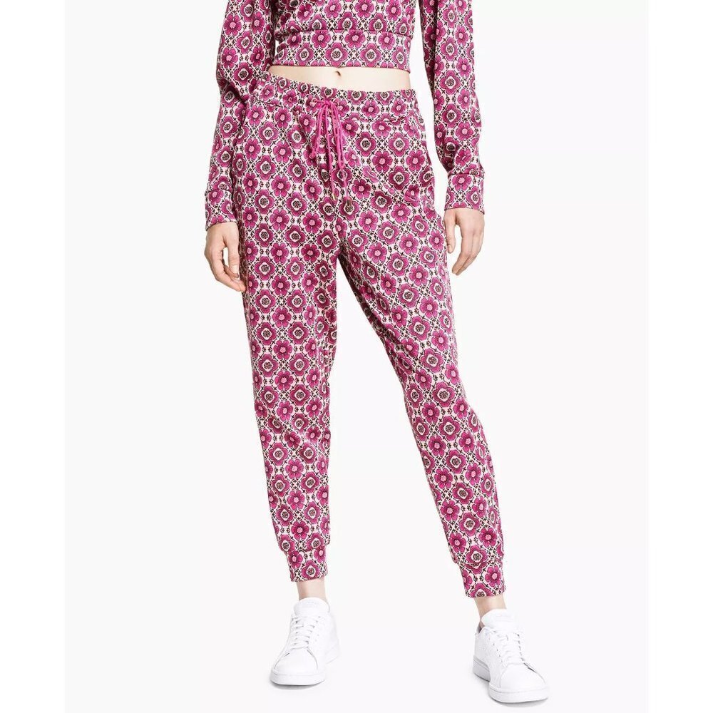 INC International Concepts Womens Size XS Floral Print Jacquard Joggers Pink $69